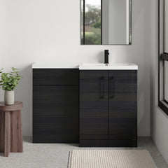 [BFLE611RH018] Bramshall Combination Vanity Unit with Basin & WC, Right Hand, 1100mm x 390mm - Choice of Colour and Handle Finish - Lifestyle 1