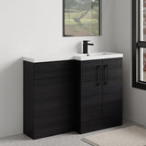Bramshall Combination Vanity Unit with Basin & WC, Right Hand, 1100mm x 390mm - Choice of Colour and Handle Finish