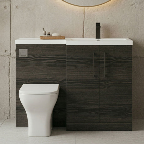 [BFLE611RH018] Bramshall Combination Vanity Unit with Basin & WC, Right Hand, 1100mm x 390mm - Choice of Colour and Handle Finish - Silo
