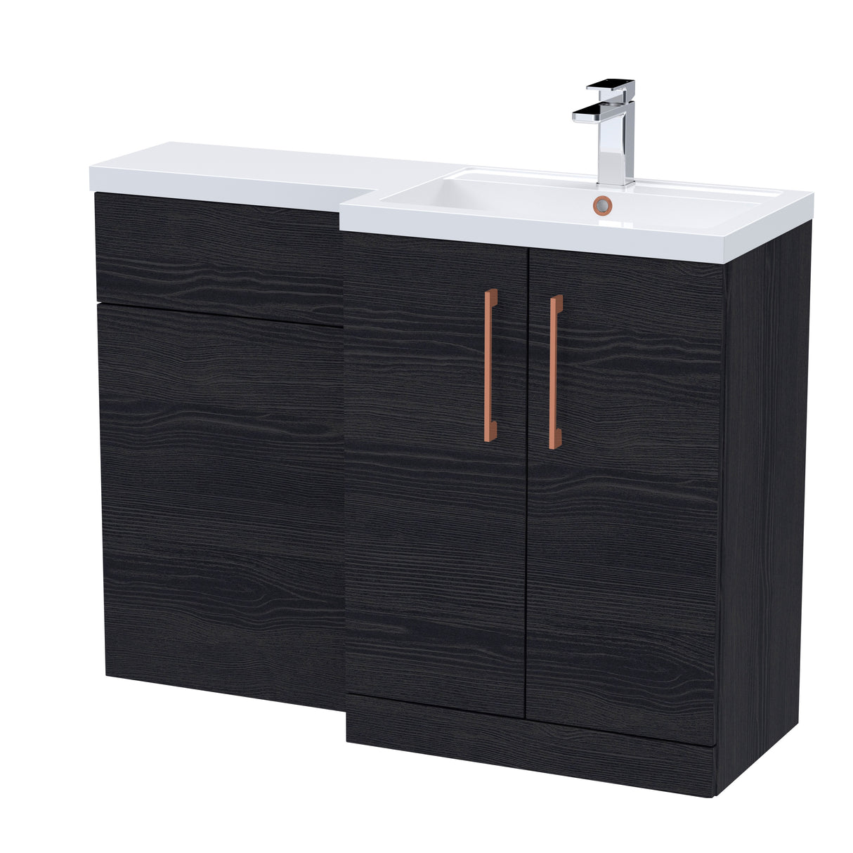 Bathroom Vanity Unit with Basin & WC, Right Hand, 1100mm x 390mm - Choice of Colour
