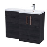 Bathroom Vanity Unit with Basin & WC, Right Hand, 1100mm x 390mm - Choice of Colour