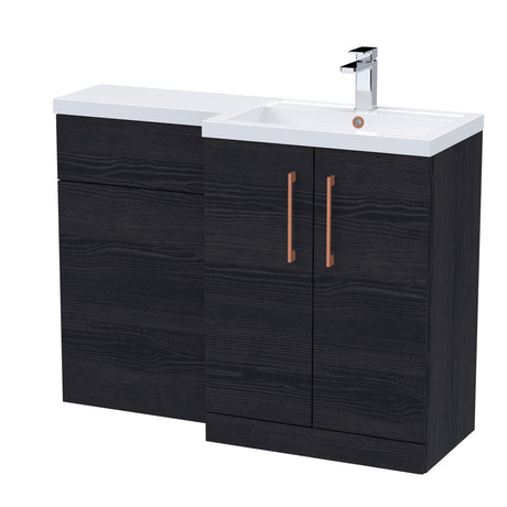 Bathroom Vanity Unit with Basin & WC, Right Hand, 1100mm x 390mm - Choice of Colour