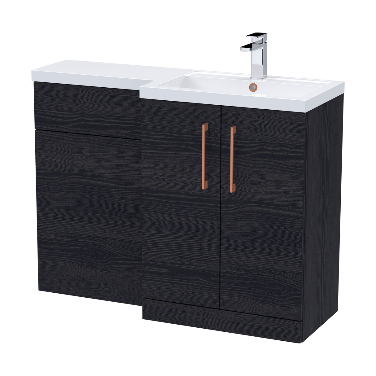 [BFLE611RH019] Bramshall Combination Vanity Unit with Basin & WC, Right Hand, 1100mm x 390mm - Choice of Colour and Handle Finish - Cutout