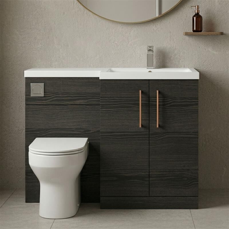 [BFLE611RH019] Bramshall Combination Vanity Unit with Basin & WC, Right Hand, 1100mm x 390mm - Choice of Colour and Handle Finish - Silo