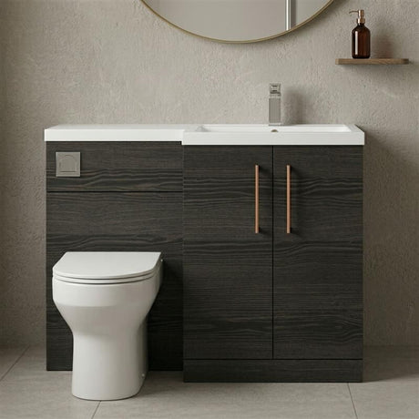 [BFLE611RH019] Bramshall Combination Vanity Unit with Basin & WC, Right Hand, 1100mm x 390mm - Choice of Colour and Handle Finish - Silo