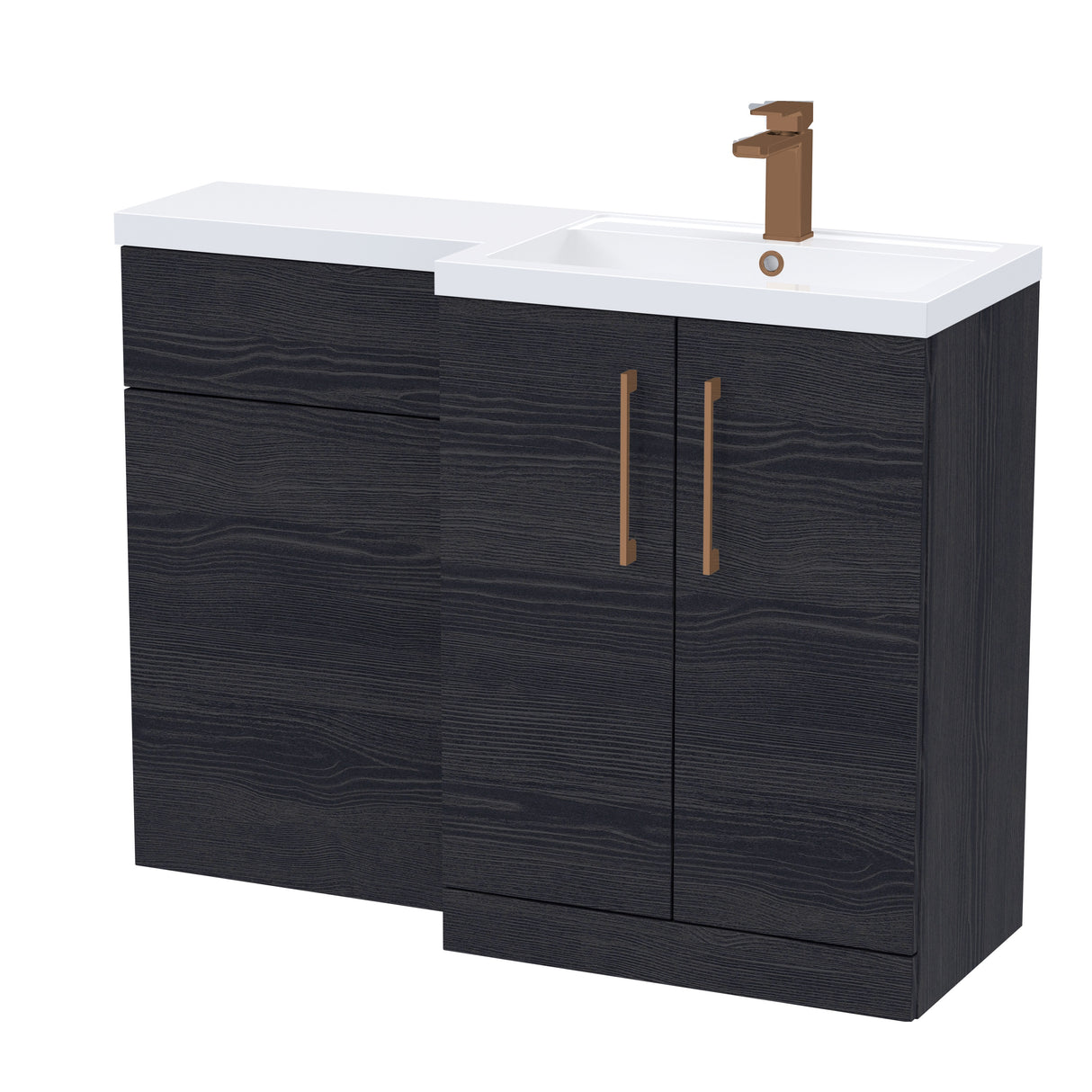Bathroom Vanity Unit with Basin & WC, Right Hand, 1100mm x 390mm - Choice of Colour