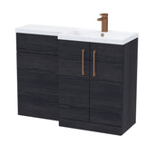 Bathroom Vanity Unit with Basin & WC, Right Hand, 1100mm x 390mm - Choice of Colour