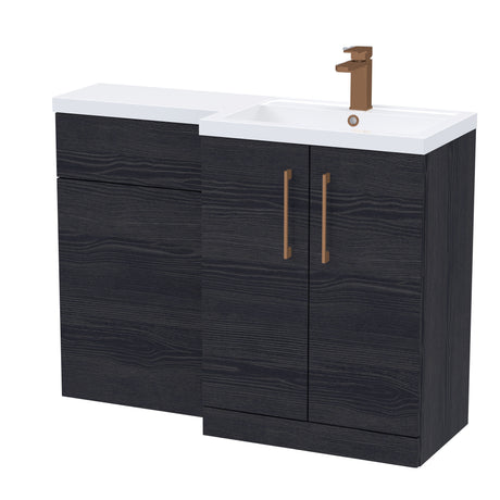 Bathroom Vanity Unit with Basin & WC, Right Hand, 1100mm x 390mm - Choice of Colour
