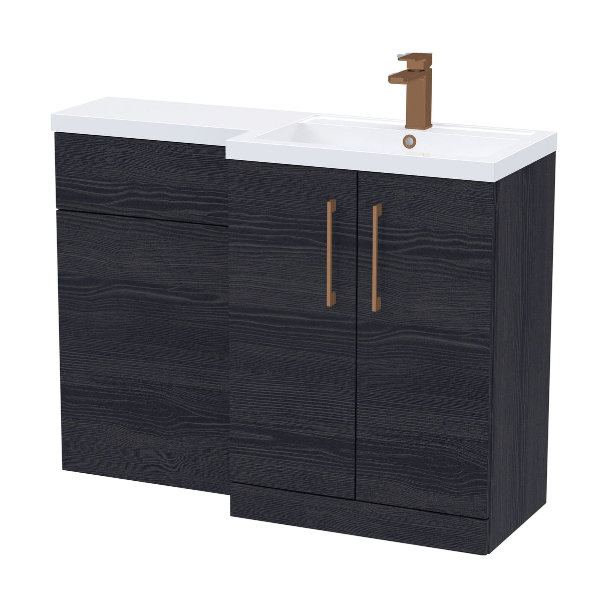 [BFLE611RH1516] Bramshall Combination Vanity Unit with Basin & WC, Right Hand, 1100mm x 390mm - Choice of Colour and Handle Finish - Cutout