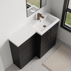 [BFLE611RH1516] Bramshall Combination Vanity Unit with Basin & WC, Right Hand, 1100mm x 390mm - Choice of Colour and Handle Finish - Lifestyle 2