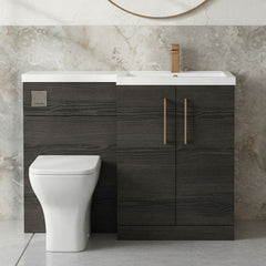 [BFLE611RH1516] Bramshall Combination Vanity Unit with Basin & WC, Right Hand, 1100mm x 390mm - Choice of Colour and Handle Finish - Silo