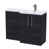Bathroom Vanity Unit with Basin & WC, Right Hand, 1100mm x 390mm - Choice of Colour