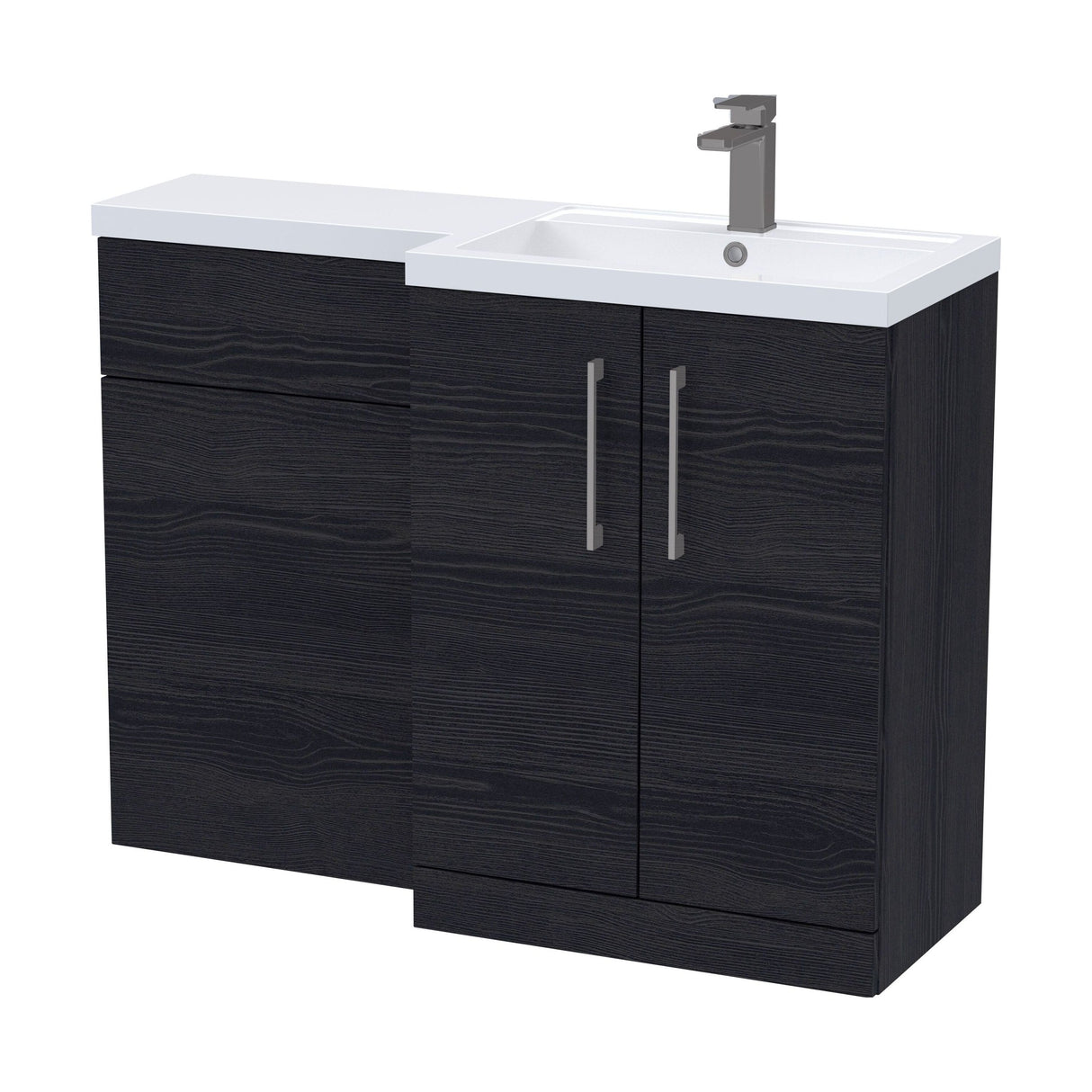 [BFLE611RH716] Bramshall Combination Vanity Unit with Basin & WC, Right Hand, 1100mm x 390mm - Choice of Colour and Handle Finish - Cutout