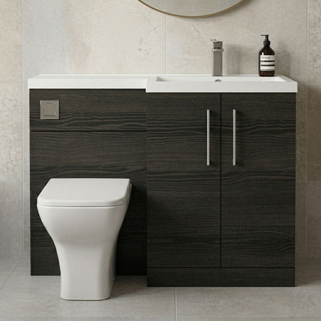 [BFLE611RH716] Bramshall Combination Vanity Unit with Basin & WC, Right Hand, 1100mm x 390mm - Choice of Colour and Handle Finish - Silo