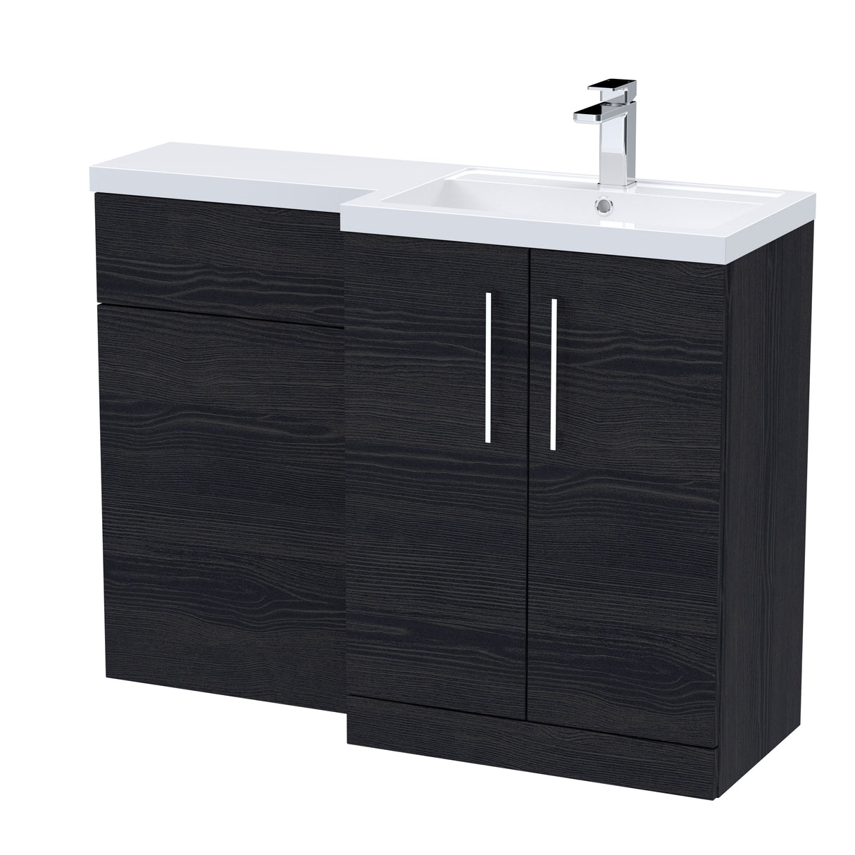 Bramshall Combination Vanity Unit with Basin & WC, Right Hand, 1100mm x 390mm - Choice of Colour and Handle Finish