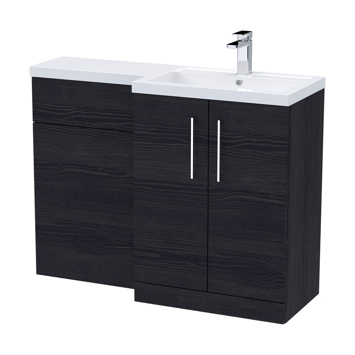 [BFLE611R] Bramshall Combination Vanity Unit with Basin & WC, Right Hand, 1100mm x 390mm - Choice of Colour and Handle Finish - Cutout