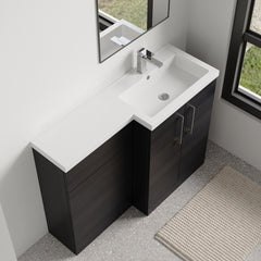 [BFLE611R] Bramshall Combination Vanity Unit with Basin & WC, Right Hand, 1100mm x 390mm - Choice of Colour and Handle Finish - Lifestyle 2
