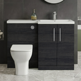 Bramshall Combination Vanity Unit with Basin & WC, Right Hand, 1100mm x 390mm - Choice of Colour and Handle Finish