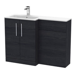 [BFLE612L] Bramshall Contemporary 2 Door Floor Standing Combination Unit with Stone Basin, 1100mm, Choice of Orientation and Colour - Cutout