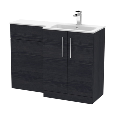 [BFLE612R] Bramshall Contemporary 2 Door Right-Hand Floor Standing Combination Unit with Stone Basin, Charcoal Black, 1100mm - Cutout
