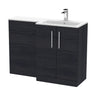 [BFLE612R] Bramshall Contemporary 2 Door Floor Standing Combination Unit with Stone Basin, 1100mm, Choice of Orientation and Colour - Cutout