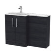 [BFLE613L] Bramshall Contemporary 2 Door Left-Hand Floor Standing Combination Unit with Stone Basin, Charcoal Black, 1100mm - Cutout