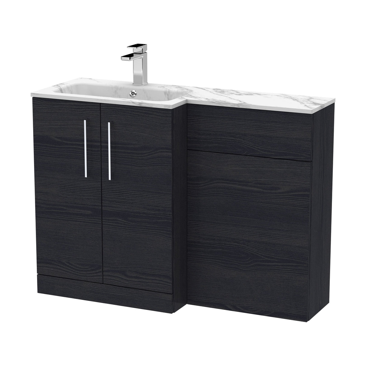 [BFLE613L] Bramshall Contemporary 2 Door Floor Standing Combination Unit with Stone Basin, 1100mm, Choice of Orientation and Colour - Cutout