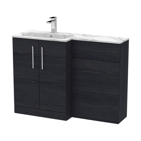 [BFLE613L] Bramshall Contemporary 2 Door Floor Standing Combination Unit with Stone Basin, 1100mm, Choice of Orientation and Colour - Cutout
