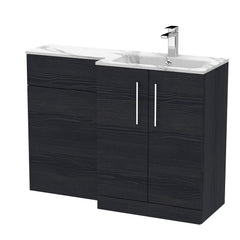[BFLE613R] Bramshall Contemporary 2 Door Floor Standing Combination Unit with Stone Basin, 1100mm, Choice of Orientation and Colour - Cutout