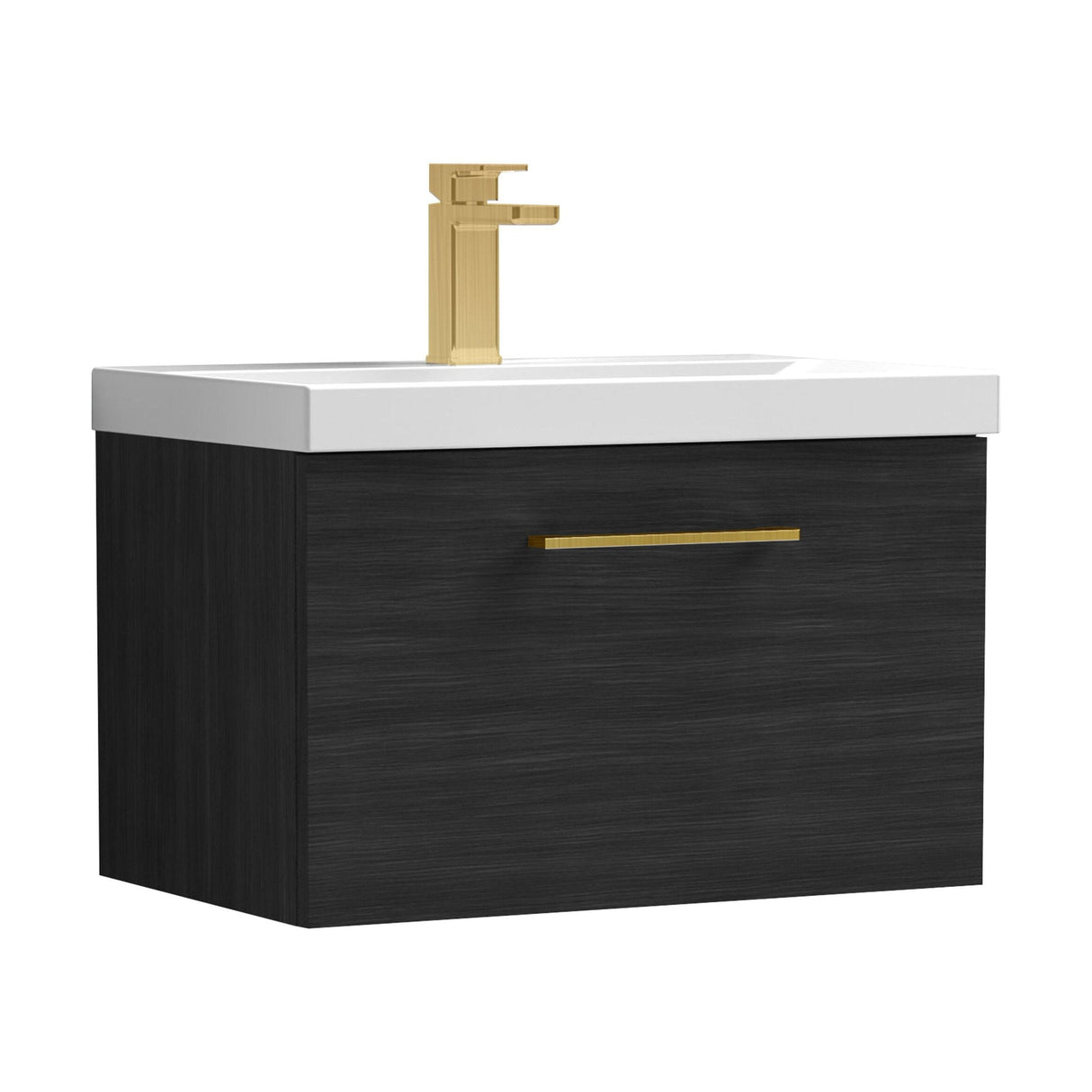 [BFLE622AH017] Bramshall Wall Hung 1 Drawer Vanity Unit with Mid-Edge Ceramic Basin - Choice of Colour, Handle Finish and Size - Cutout