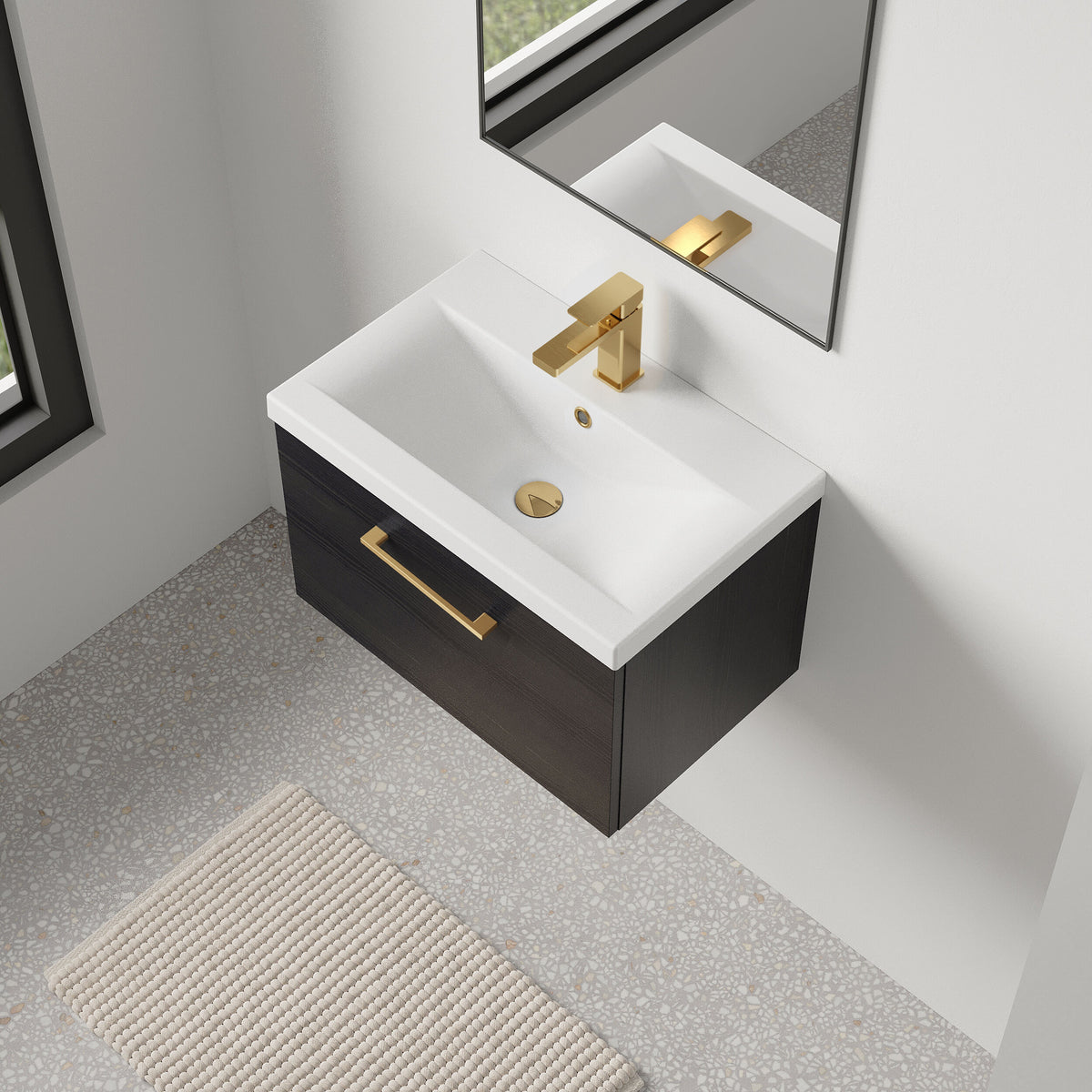 [BFLE622AH017] Bramshall Wall Hung 1 Drawer Vanity Unit with Mid-Edge Ceramic Basin 600mm - Lifestyle 2