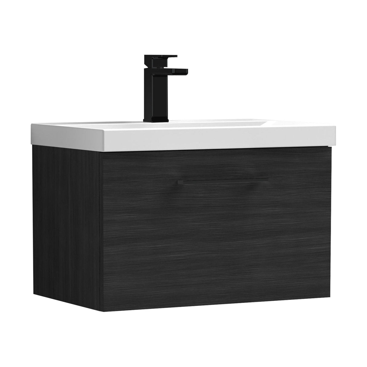 [BFLE622AH018] Bramshall Wall Hung 1 Drawer Vanity Unit with Mid-Edge Ceramic Basin - Choice of Colour, Handle Finish and Size - Cutout