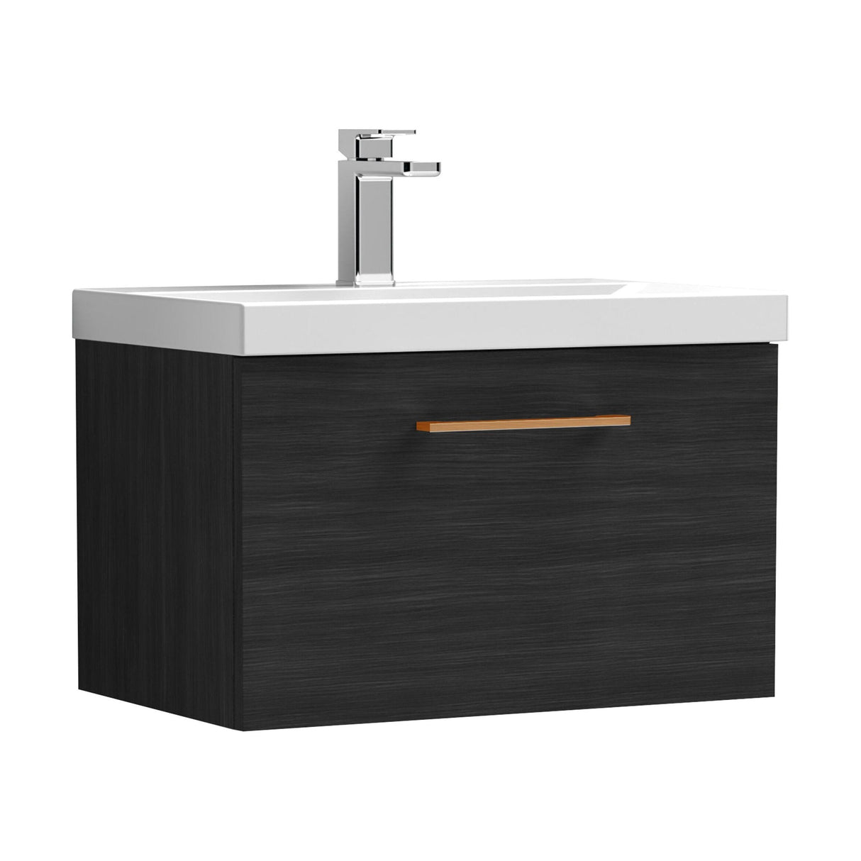 [BFLE622AH019] Bramshall Wall Hung 1 Drawer Vanity Unit with Mid-Edge Ceramic Basin - Choice of Colour, Handle Finish and Size - Cutout