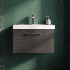[BFLE622AH019] Bramshall Wall Hung 1 Drawer Vanity Unit with Mid-Edge Ceramic Basin 600mm - Studio Shot