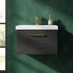 [BFLE622AH1516] Bramshall Wall Hung 1 Drawer Vanity Unit with Mid-Edge Ceramic Basin 600mm - Studio Shot