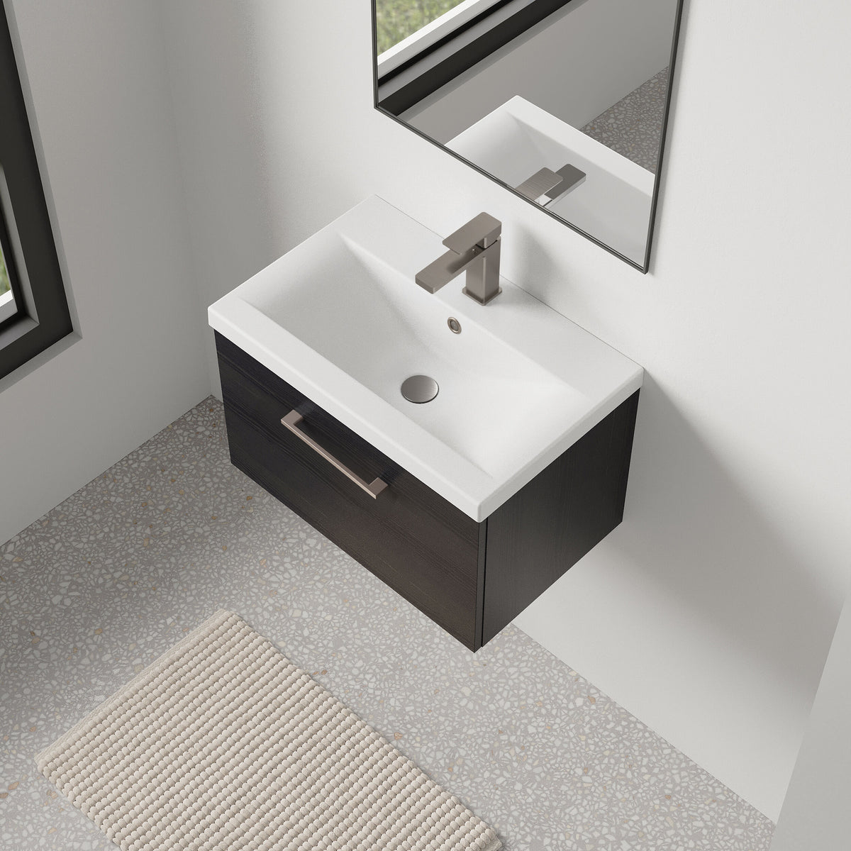 [BFLE622AH716] Bramshall Wall Hung 1 Drawer Vanity Unit with Mid-Edge Ceramic Basin 600mm - Lifestyle 2