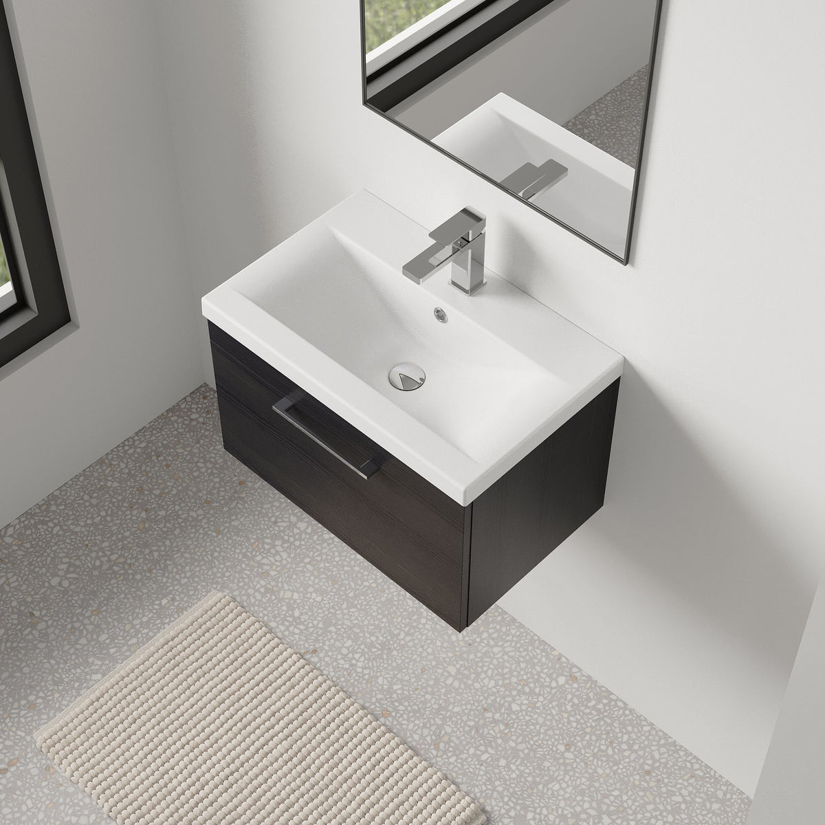 [BFLE622A] Bramshall Wall Hung 1 Drawer Vanity Unit with Mid-Edge Ceramic Basin 600mm - Lifestyle 2
