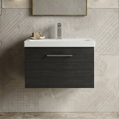 [BFLE622A] Bramshall Wall Hung 1 Drawer Vanity Unit with Mid-Edge Ceramic Basin - Choice of Colour, Handle Finish and Size - Silo