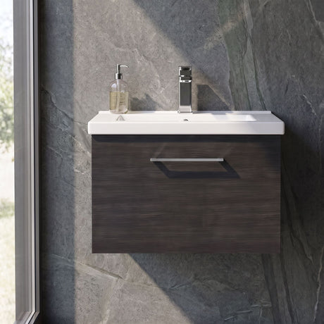 [BFLE622B] Bramshall Contemporary 1 Soft Close Drawer Wall Hung Vanity Unit, Choice of Size/Basin Type/Colour - Silo