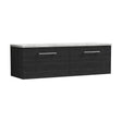 [BFLE622LBG2] Balterley Level 1200mm Wall Hung 2 Drawer Vanity Unit with Laminate Worktop for Modern Bathroom Storage - Charcoal Black - Cutout