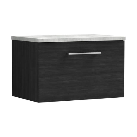 [BFLE622LBG] Bramshall Contemporary 1 Drawer Wall Hung Vanity Unit with Bellato Grey Laminate Worktop, Choice of Size and Colour - Cutout