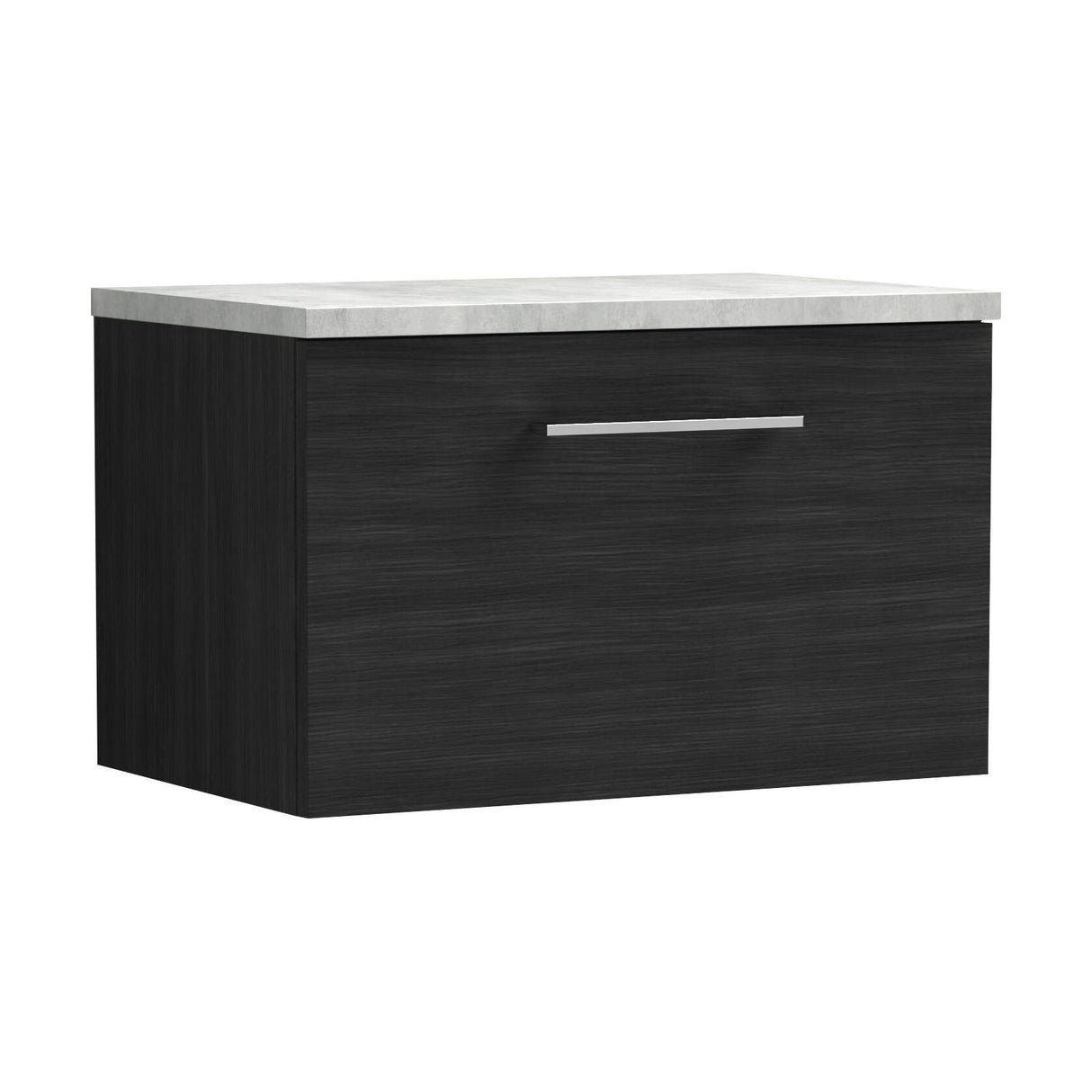 [BFLE622LBG] Balterley Level 600mm Wall Hung Single Drawer Vanity Unit with Laminate Worktop for Modern Bathroom Storage - Charcoal Black - Cutout