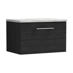 [BFLE622LBG] Balterley Level 600mm Wall Hung Single Drawer Vanity Unit with Laminate Worktop for Modern Bathroom Storage - Charcoal Black - Cutout