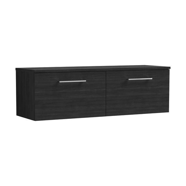 [BFLE622W2] Balterley Level Contemporary Bathroom Wall Hung 1-Drawer Vanity Unit with Worktop, Charcoal Black, 600mm - Cutout