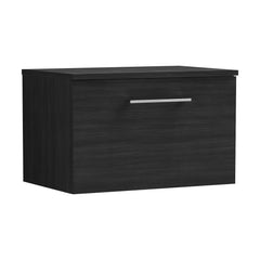 [BFLE622W] Balterley Level Contemporary Bathroom Wall Hung 1-Drawer Vanity Unit with Worktop, Charcoal Black, 600mm - Cutout
