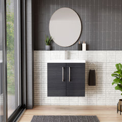 [BFLE623A] Bramshall Contemporary 2 Door Wall Hung Vanity Basin Unit with Mid-Edge Basin, Choice of Size and Colour - Lifestyle 1