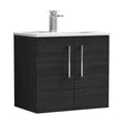 [BFLE623B] Balterley  Contemporary Bathroom 2 Soft Close Door & Minimalist Wall Hung Vanity Unit Basin, Charcoal Black, 600mm - Cutout