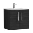 [BFLE623G] Balterley  Modern Bathroom 2 Soft Close Door Wall Hung Vanity & Curved Basin, Charcoal Black, 600mm - Cutout