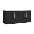 [BFLE623LBG2] Balterley Level 1200mm Wall Hung 4 Door Vanity Unit with Laminate Worktop for Modern Bathroom Storage - Charcoal Black - Cutout