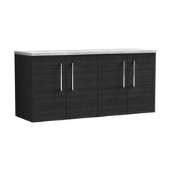[BFLE623LBG2] Balterley Level 1200mm Wall Hung 4 Door Vanity Unit with Laminate Worktop for Modern Bathroom Storage - Charcoal Black - Cutout